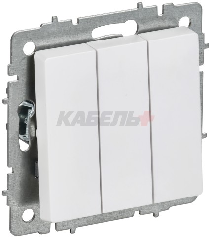 BRITE Выключатель 3-клавишный 10А ВС10-3-0-БрАБ арктический белый IEK