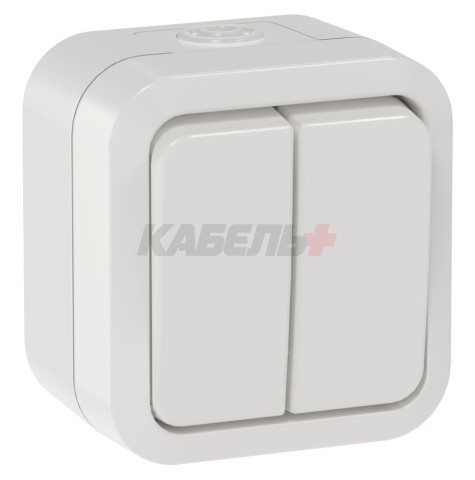 TORS Выключатель двухклавишный проходной 10А IP55 TS325 белый IEK