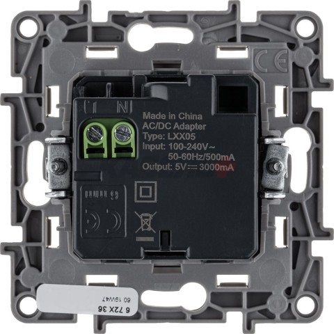 Etika - Зарядное устройство с двумя USB-разъемами Type A + Type C, 3000mA. (белый)