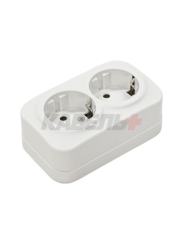 GLORY Розетка 2-местная для открытой установки с заземлением без защитных шторок 16А РС22-3-ХБм белый матовый IEK