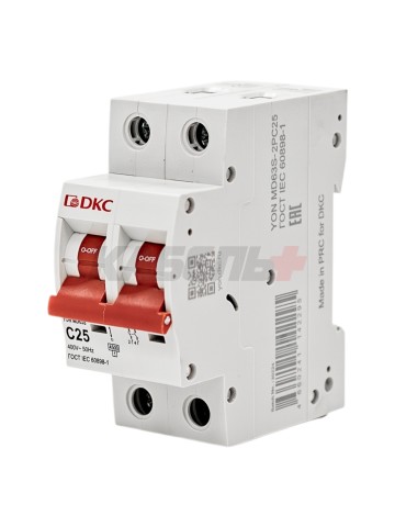 Автоматический выключатель YON max типа MD63S, 4,5кА, 2 полюса, хар-ка C, 25А DKC