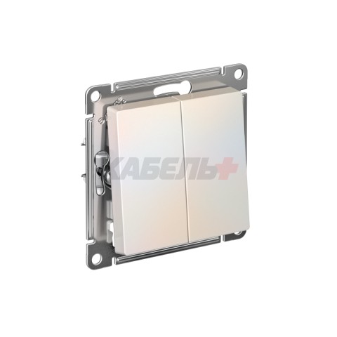 ATLASDESIGN 2-клавишный ПЕРЕКЛЮЧАТЕЛЬ, сх.6+6, 10АХ, мех., быстрозажим. клем., ЖЕМЧУГ