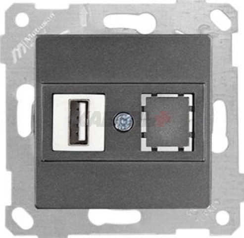 Rita - Розетка 1xUSB Type A, для передачи данных, дымчатый