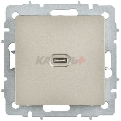 BRITE Розетка USB C 65Вт высокоскоростная зарядка РЮ12-1-БрШ шампань IEK