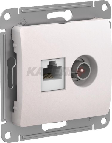 GLOSSA РОЗЕТКА двойная ТВ + компьютерная RJ45 кат. 5e, механизм, ПЕРЛАМУТР