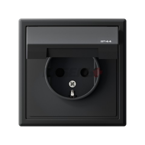 ARTGALLERY РОЗЕТКА с заземл. со шт. с крышк, 16А, IP44, механизм, КАРБОН