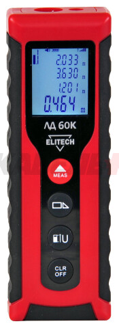 Дальномер лазерный ЛД 60К (60 м / +- 3 мм / 2хААА), ELITECH
