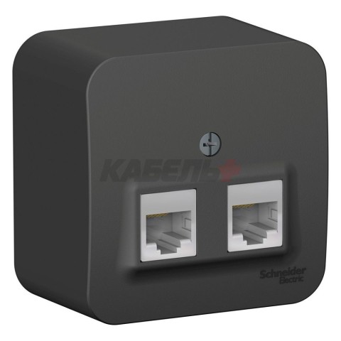 BLANCA О/У РОЗЕТКА двойная компьютерная RJ45, кат.5E, ИЗОЛ.ПЛ.,АНТРАЦИТ