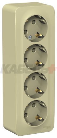 BLANCA О/У РОЗЕТКА 4-я с заземлением со шторками, ИЗОЛ.ПЛ., 16А, 250В, БЕЖЕВЫЙ