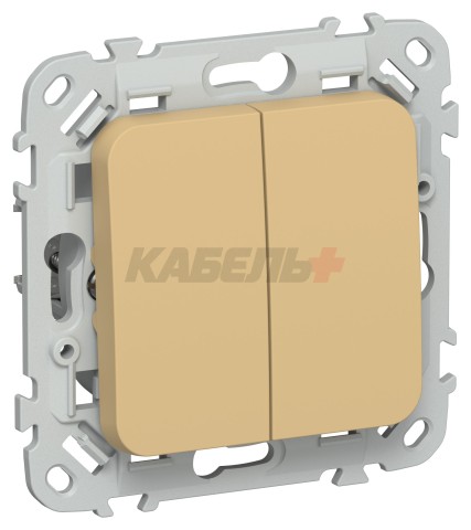 FLITE Выключатель 2-клавишный 10А ВС12-1-0-ФлШм шамуа IEK