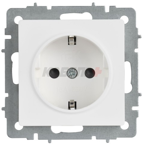 BRITE Розетка 1-местная с заземлением с защитными шторками 16А РС14-1-0-БрАБ арктический белый IEK