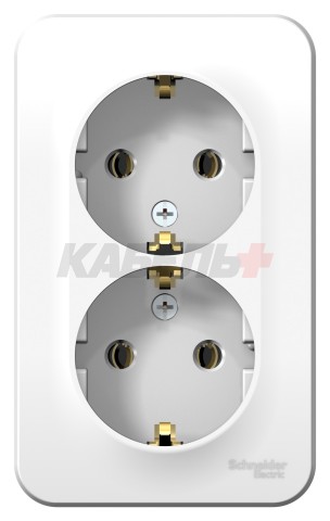 BLANCA О/У РОЗЕТКА двойная с заземлением без шторок, ИЗОЛ.ПЛ., 16А, 250В, БЕЛЫЙ