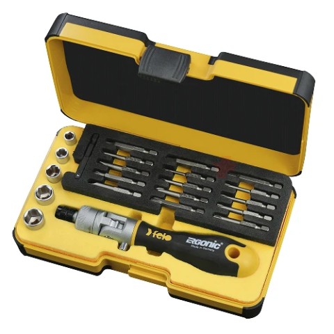 Набор бит SL/PH/PZ/Tx/HEX и головок с поворотной трещоткой Ergonic K в кейсе, 22 шт 06072206