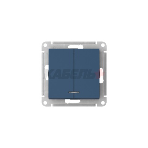ATLASDESIGN 2-клавишный ВЫКЛЮЧАТЕЛЬ с подсветкой, сх.5а, 10АХ, мех., быстрозажим. клем., АКВАМАРИН