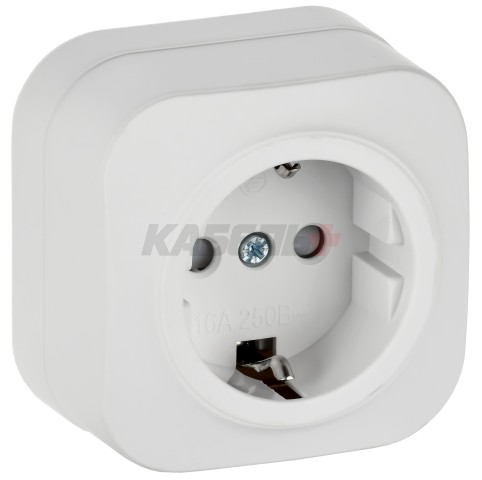 GLORY Розетка 1-местная для открытой установки с заземлением с защитными шторками 16А РСш20-3-ХБм белый матовый IEK