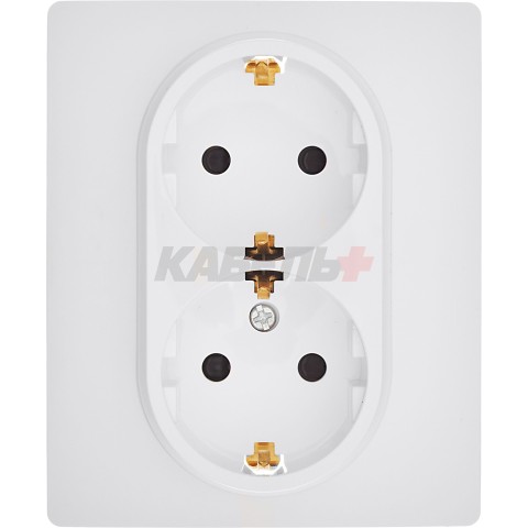 INSPIRIA Розетка 2-местная с заземлением с защитными шторками 16А в сборе белый