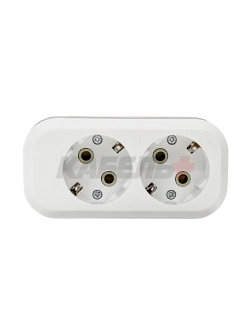 Розеточная колодка GSB-16-2-G-IP20 Easy, 16А, 2 места, с заземлением, без выключателя, IP20.
