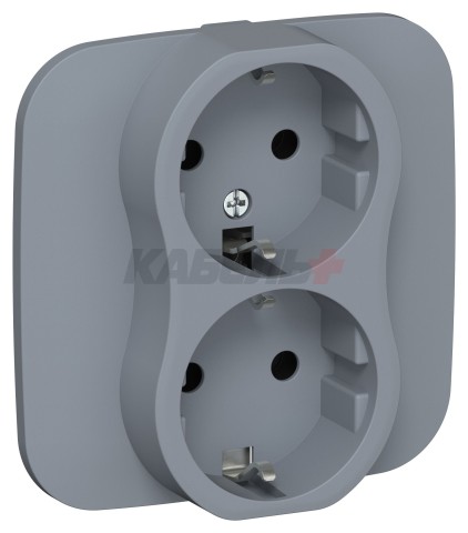 FLITE Розетка 2-местная с заземлением без защитных шторок безвинтовое крепление 16А РС12-1-А-ФлМ маренго IEK