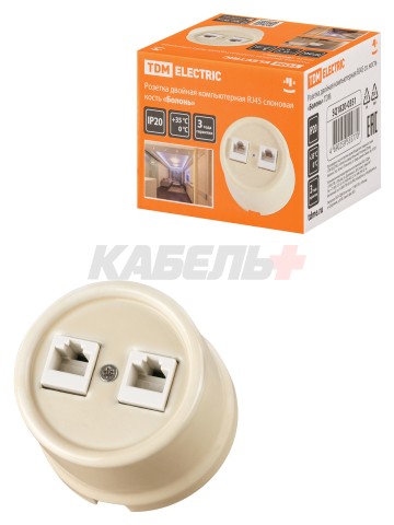 Розетка двойная компьютерная RJ45 сл. кость «Болонь» TDM