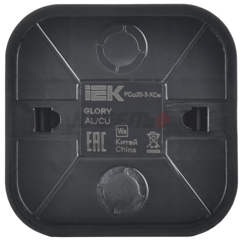 GLORY Розетка 1-местная для открытой установки с заземлением с защитными шторками 16А РСш20-3-ХСм сталь матовый IEK