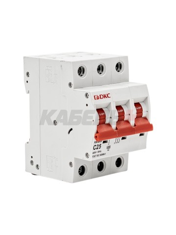 Автоматический выключатель YON max типа MD63S, 4,5кА, 3 полюса, хар-ка C, 25А DKC