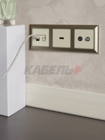 BRITE Розетка двойная RJ11+RJ45 кат.5E РК/Т12-БрКр бежевый IEK