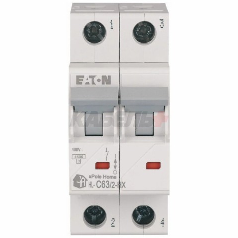 Автоматический выключатель HN-C63/2, 2P, 63A, х-ка C, 6кА