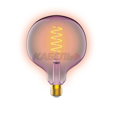 Лампа Gauss Filament G125 5W 190lm 1800К Е27 pink flexible LED 1/10
