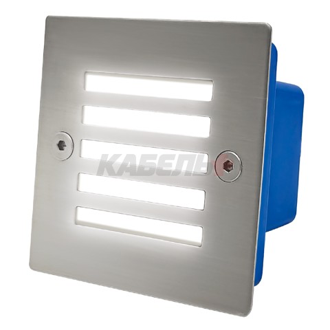 Светильник для ступеней 3Вт 5000К Металл Хром Квадрат с решеткой General GSTL-S1-3BT-5K