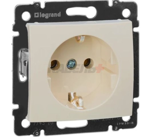 VALENA Розетка 1-местная с заземлением с защитными шторками 1упаковка (10шт арт.774320) 16А слоновая кость