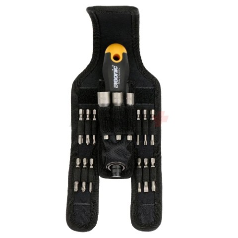 Трещотка поворотная Ergonic K с набором бит в чехле, 16 шт 6071604