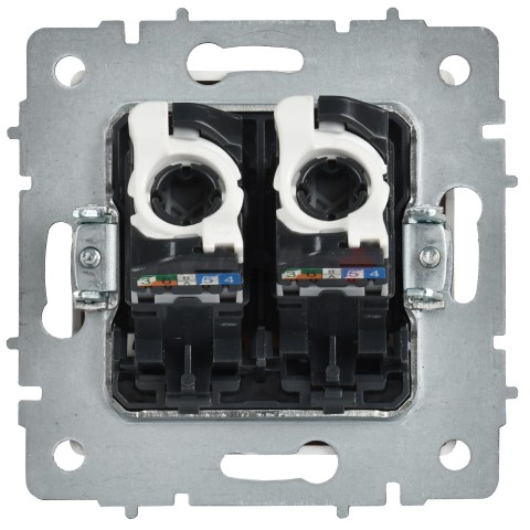 BRITE Розетка компьютерная двойная кат.5E RJ45 РК10-2-БрАБ арктический белый IEK