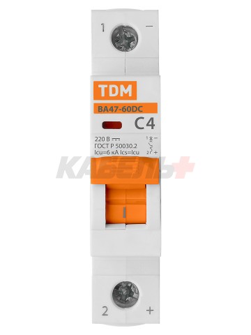 Авт. выкл.ВА47-60DC 1P  4А 6кА х-ка С TDM