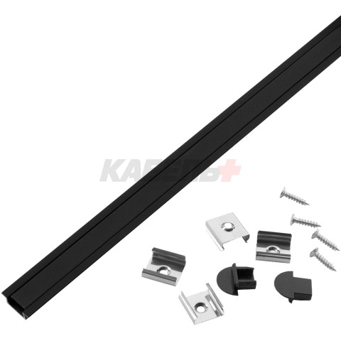 Профиль GAL-GLS-2000-7-22-B-B, ЧЁРНЫЙ (2м профиль+2м ЧЁРНЫЙ РАССЕИВАТЕЛЬ+2заг.+4 скб.с шур.) ВРЕЗНОЙ