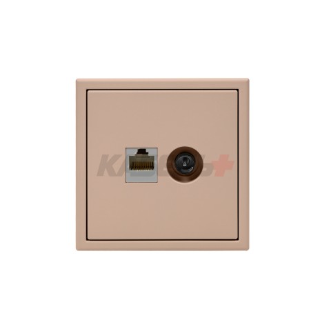 ARTGALLERY РОЗЕТКА двойная ТВ + компьютерная RJ45, кат. 5Е, ПЕСОЧНЫЙ