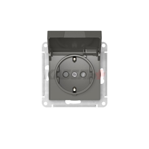 ATLASDESIGN РОЗЕТКА с заземлением со шторками с крышкой,16А,IP20, мех.,быстрозажим. клем., СТАЛЬ