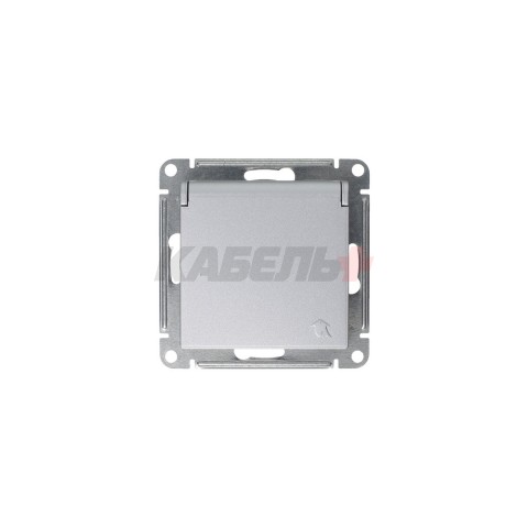 ATLASDESIGN РОЗЕТКА с заземлением со шторками с крышкой, 16А, IP20, механизм, АЛЮМИНИЙ