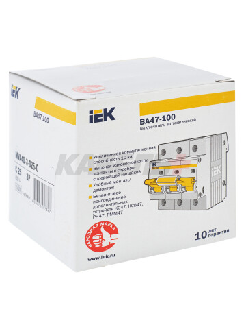 KARAT Автоматический выключатель ВА47-100 3P C 25А 10кА IEK