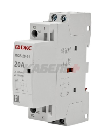 Контактор модульный YON max типа MCE, 2P, 20A, 240В, 1НО+1НЗ DKC