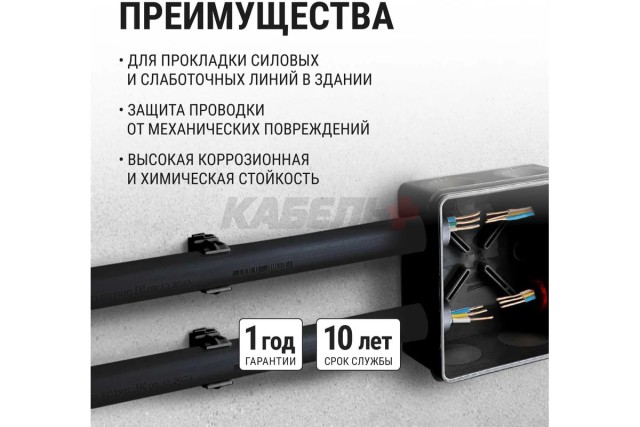 Труба гладкая жесткая ПВХ d 25 (2 м) индивид. штрихкод, чёрный TDM