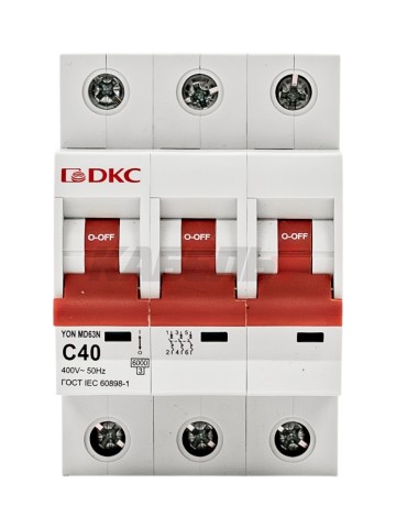 Автоматический выключатель YON max типа MD63N, 6кА, 3 полюса, хар-ка C, 40А DKC