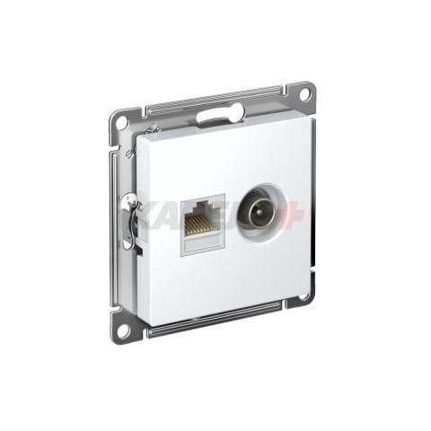 ATLASDESIGN РОЗЕТКА двойная ТВ + компьютерная RJ45 кат. 5e, механизм, БЕЛЫЙ