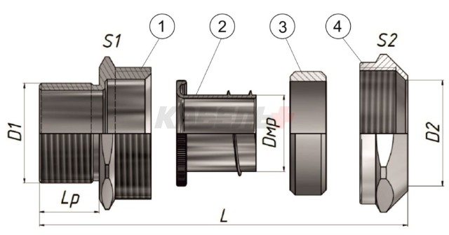 МВН-ЛС-М16-МР12 IP67 ГОФРОМАТИК