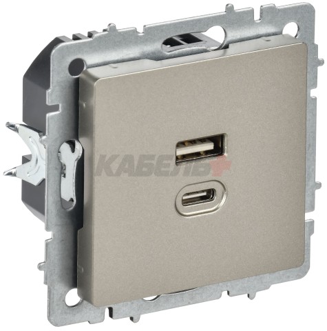 BRITE Розетка USB A+C 45Вт высокоскоростная зарядка РЮ11-2-БрШ шампань IEK