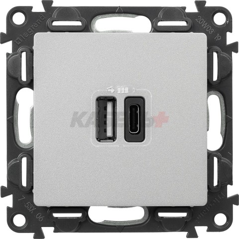Valena Life - Зарядное устройство 2xUSB Type A+C, 3000мА, алюминий (инд. упаковка)