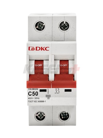 Автоматический выключатель YON max типа MD63N, 6кА, 2 полюса, хар-ка C, 50А DKC
