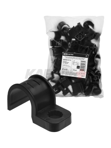 Крепеж-скоба для трубы 25 мм односторонняя для прямого монтажа (50 шт.) черная TDM