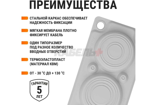 Кабельный ввод мембранный КВМ-6, ТЭП, RAL7035, IP66, 6 вводов TDM