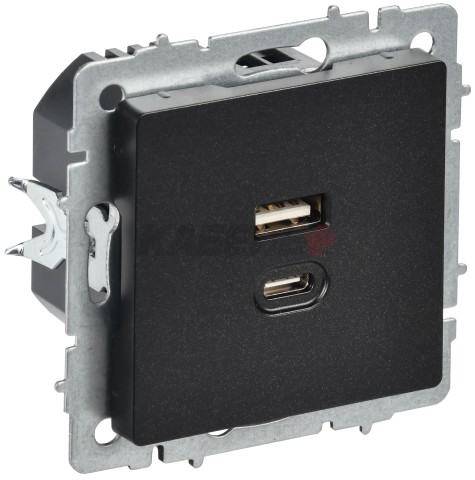 BRITE Розетка USB A+C 45Вт высокоскоростная зарядка РЮ11-2-БрЧ черный IEK