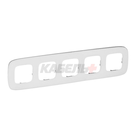 Valena Allure - Рамка 5 постов верт/гориз, белое стекло